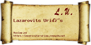 Lazarovits Uriás névjegykártya